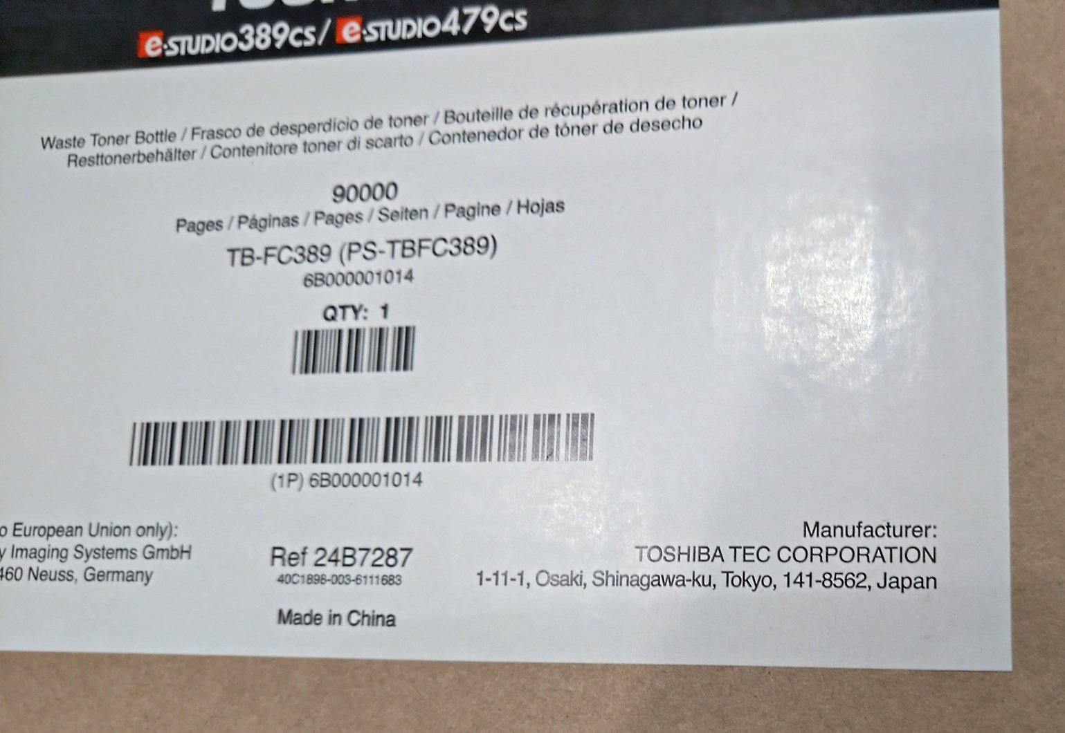 Toshiba Hukkavärisäiliö TB-FC389