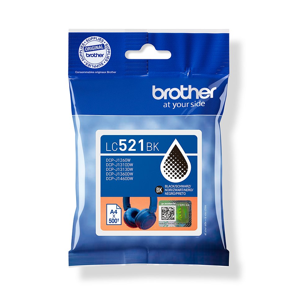 Brother LC521BK Muste Musta