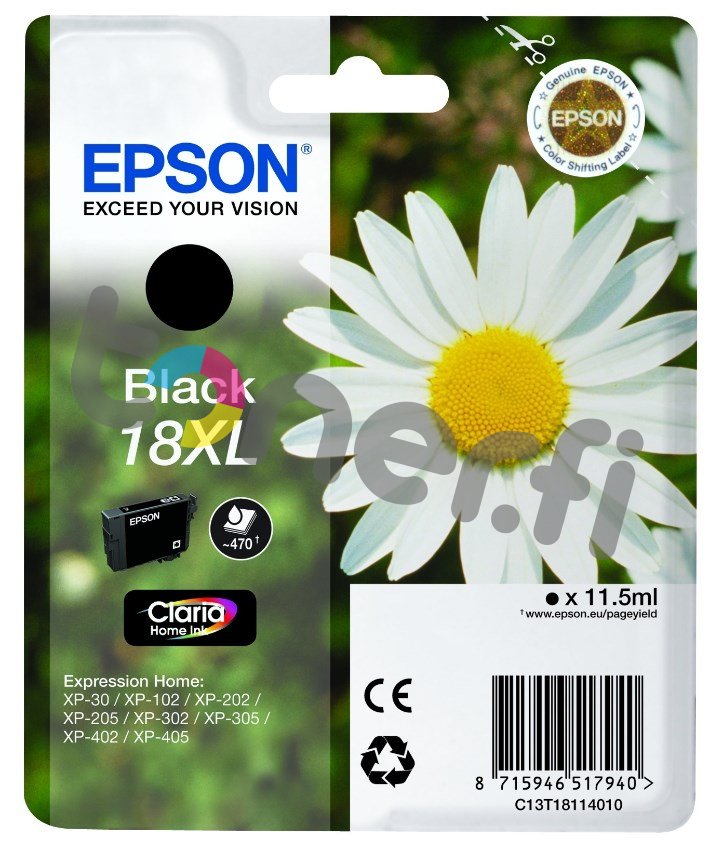 Epson C13T18114010 XL Muste Musta [2 kpl jäljellä] 